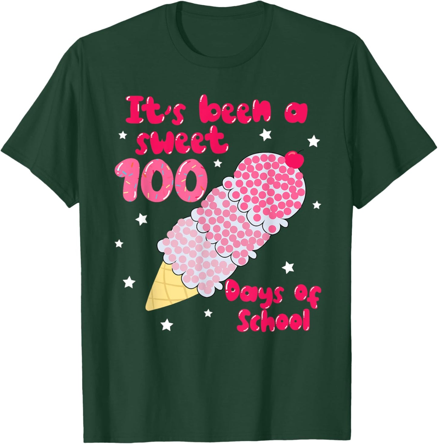 Groovy Ice Cream Cone 100 Days Of School Teacher Student T-Shirt - T-Shirt | Forest
