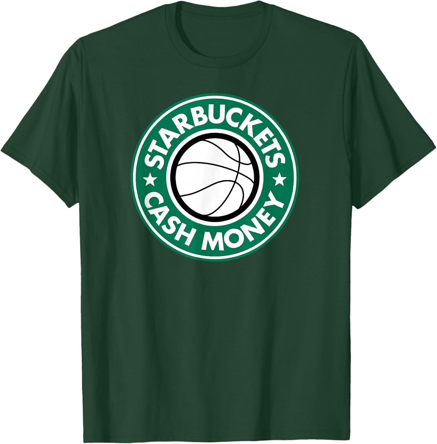 Starbuckets Cash Money Basketball T-Shirt - T-Shirt | Forest