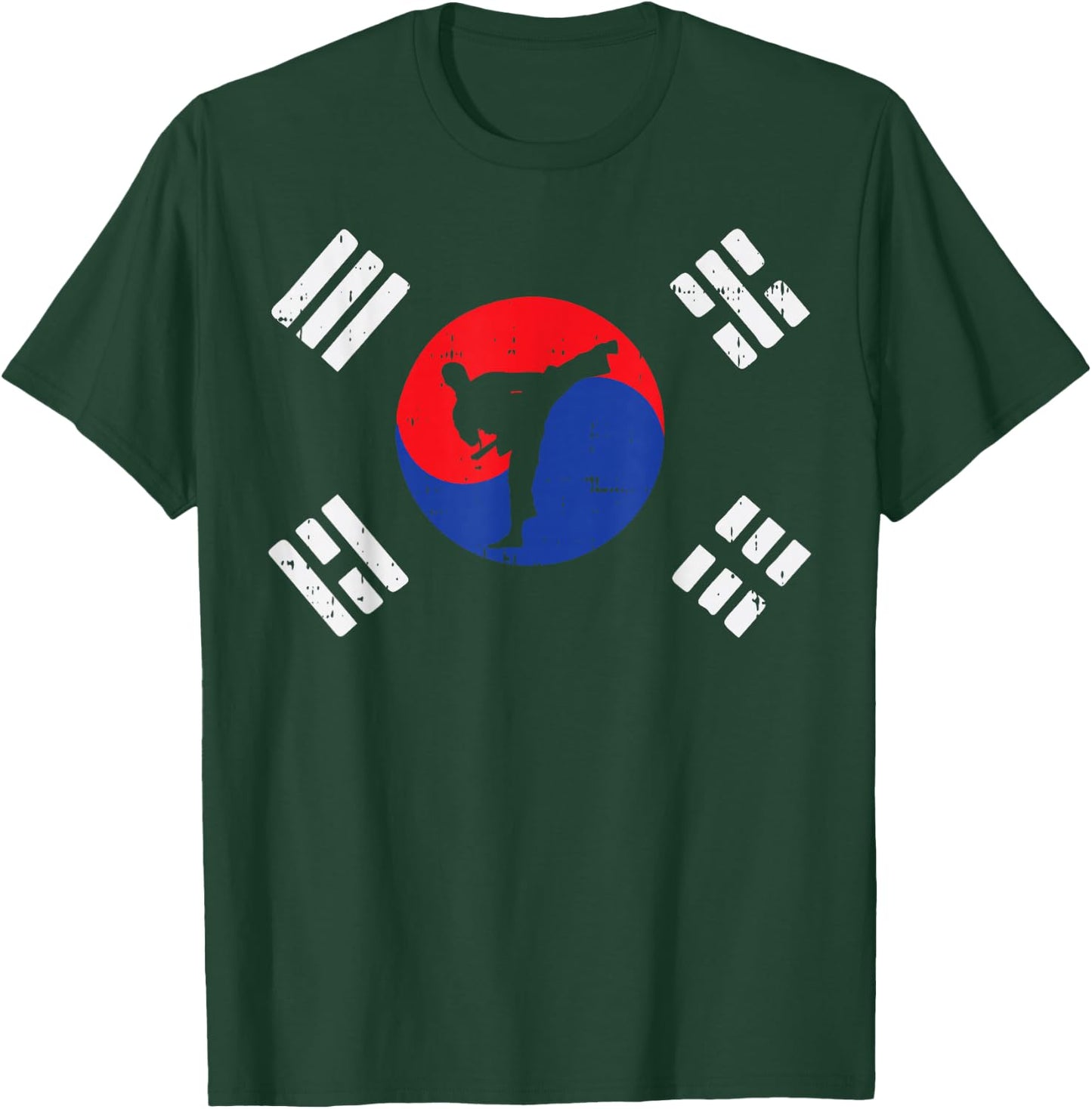 Taekwondo South Korea Flag Vintage Korean Martial Arts Gift T-Shirt - T-Shirt | Forest