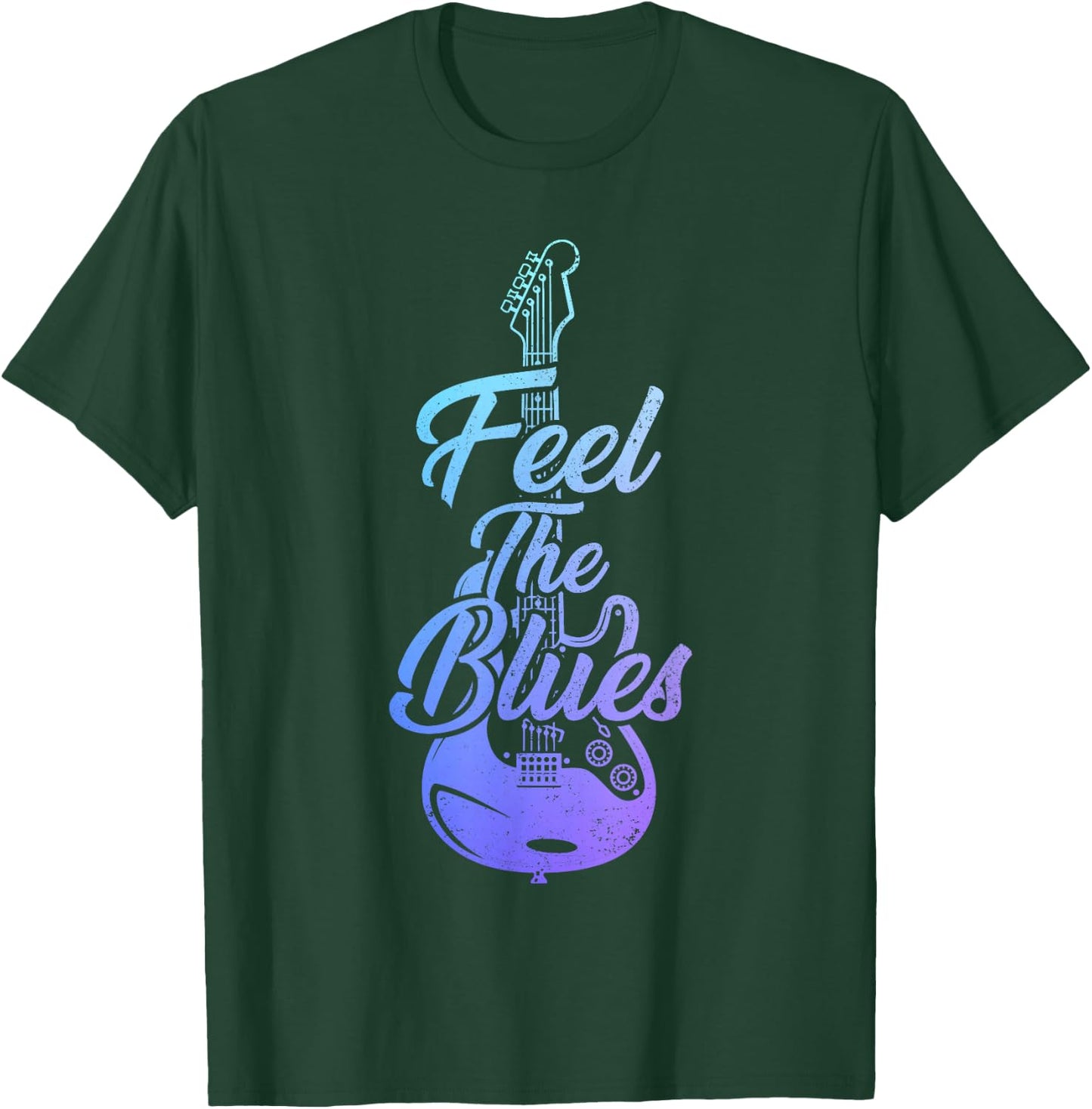 Feel The Blues Music Guitar Player Musician Vintage T-Shirt - T-Shirt | Forest