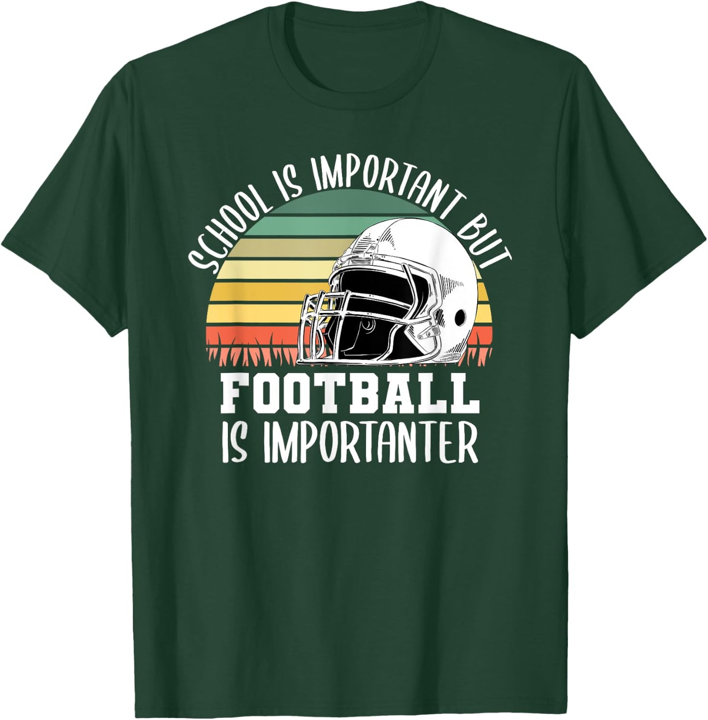 School Is Important But Football Is Importanter Lineman Gift T-Shirt - T-Shirt | Forest