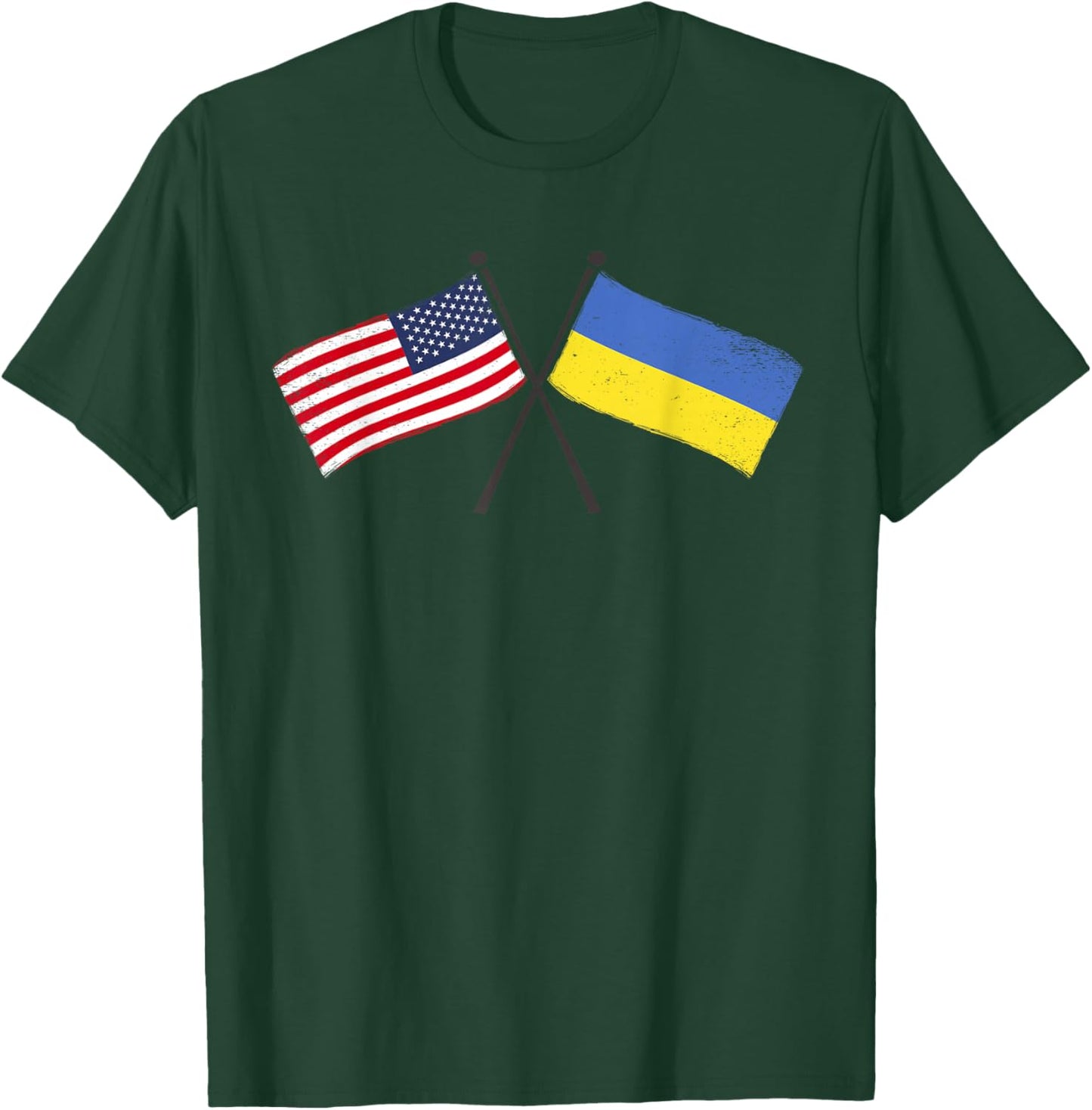 USA Ukraine Crossed Flags American Ukrainian Friendship T-Shirt - T-Shirt | Forest