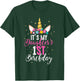 Its My Daughters 1st Birthay Girl Gift Unicorn Birthday T-Shirt - T-Shirt | Forest
