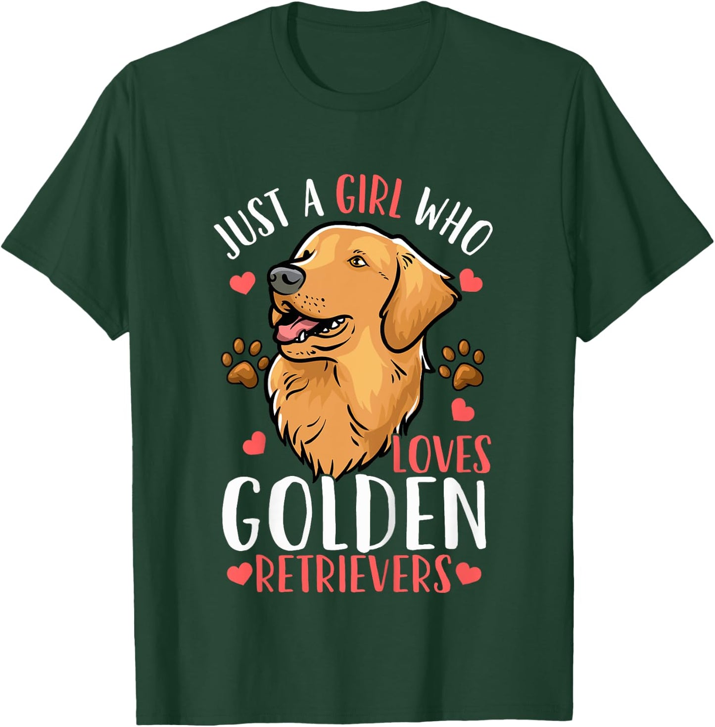 Kids Golden Retriever Just A Girl Who Loves Golden Retrievers T-Shirt - T-Shirt | Forest