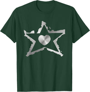 Silver Star Heart T-Shirt - T-Shirt | Forest