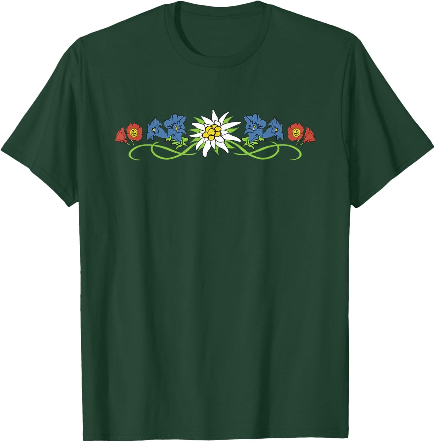 The Most Beautiful Alpine Flowers - Edelweiss Gentian Alpine Rose T-Shirt - T-Shirt | Forest