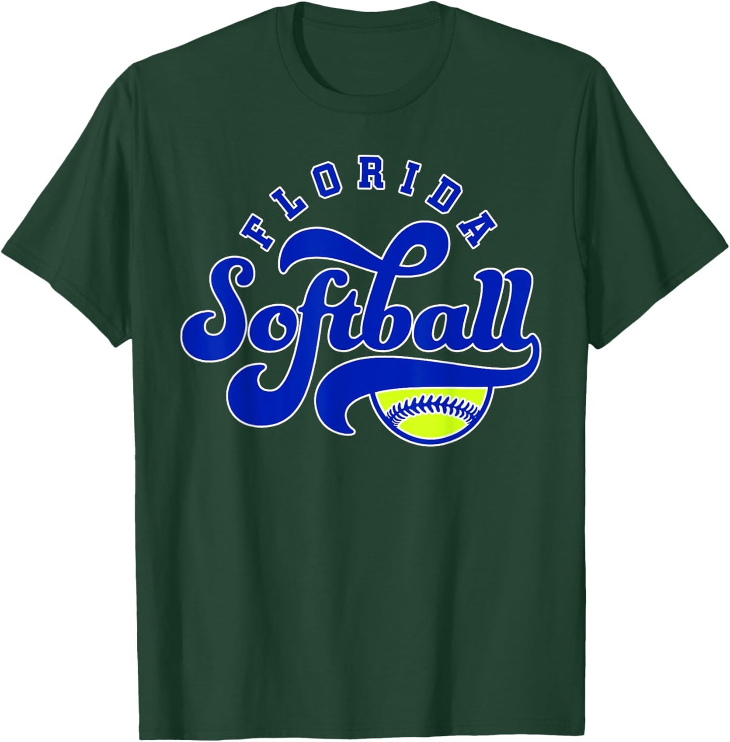 Florida Softball Vintage Kids Team Retro Softball Fan T-Shirt - T-Shirt | Forest