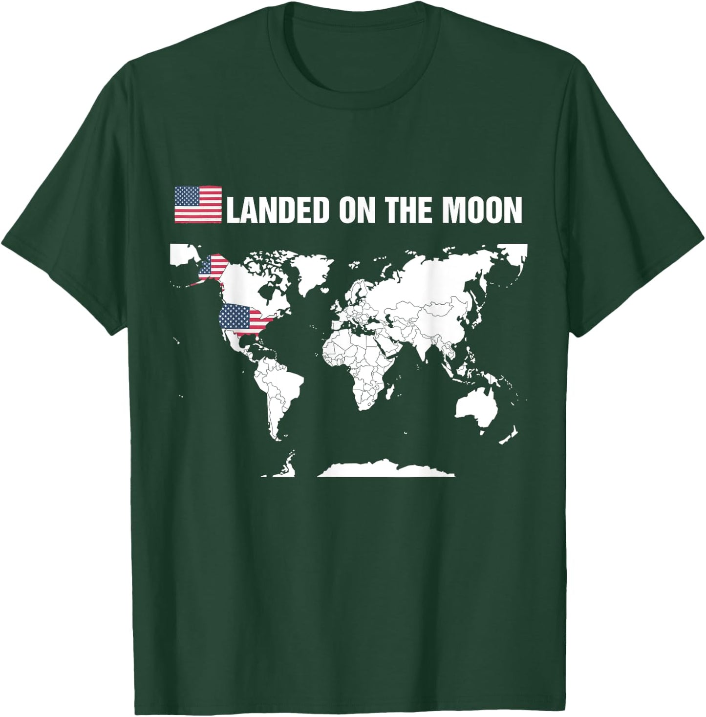 Landed On The Moon America Map 52th Anniversary T-Shirt - T-Shirt | Forest
