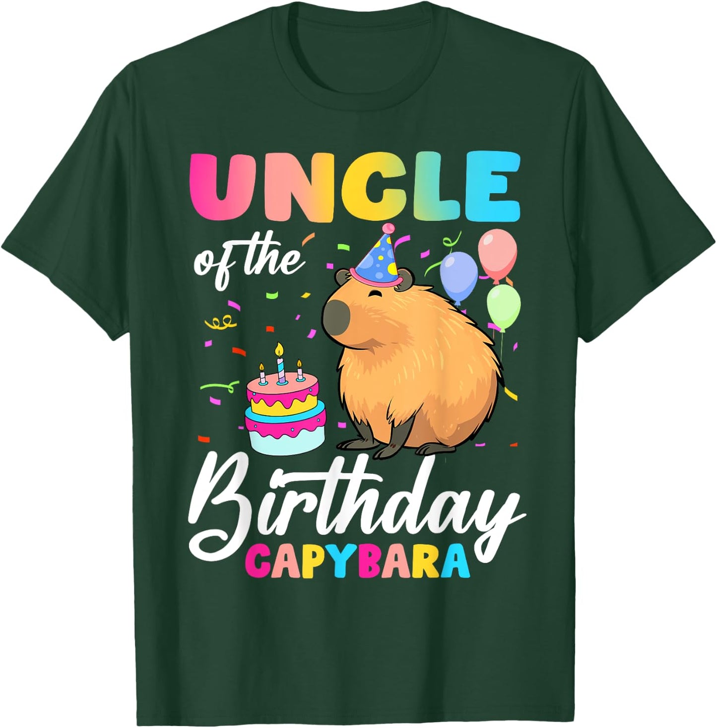 Uncle Of The Birthday Capybara Girl Bday Party Family T-Shirt - T-Shirt | Forest
