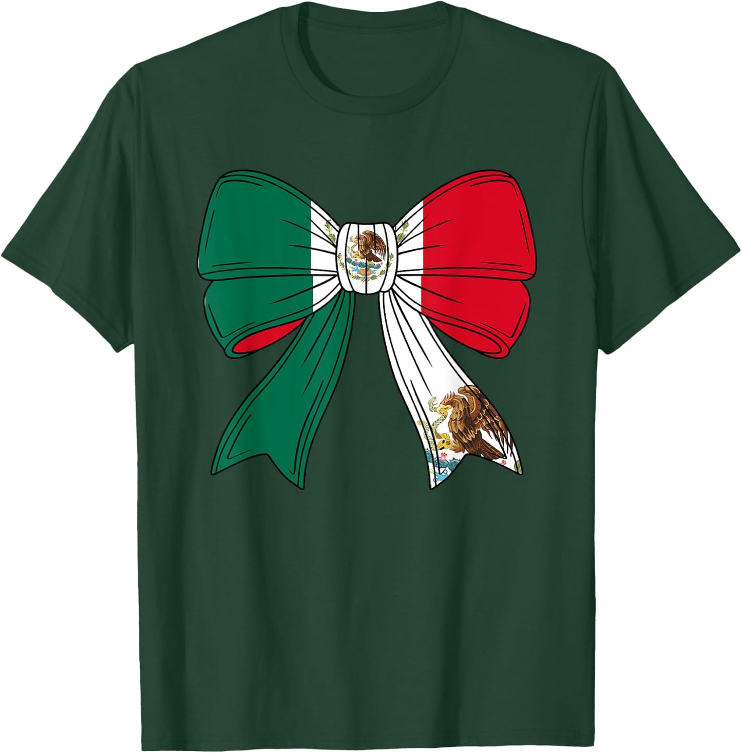 Cute Mexican Women Girls Mexicana Mexico Flag Coquette Bow T-Shirt - T-Shirt | Forest