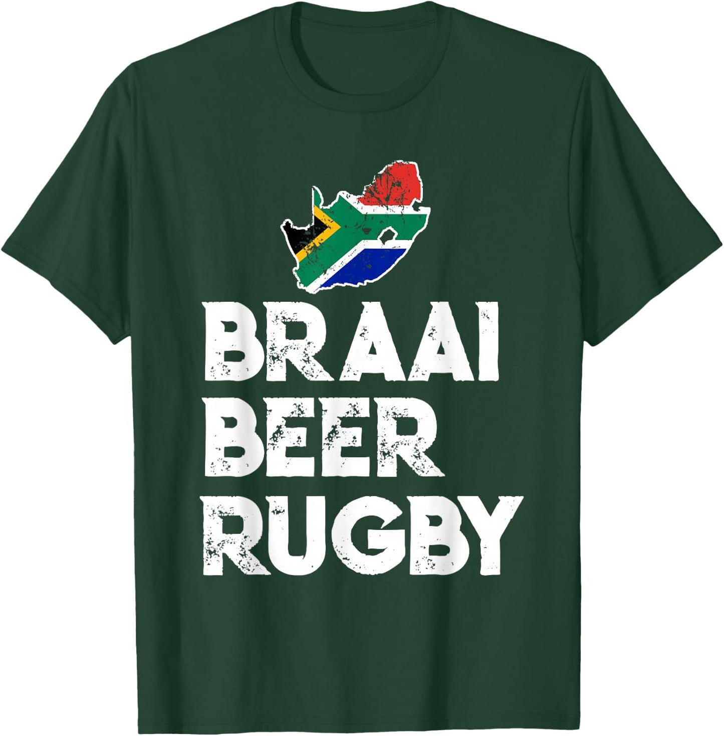 South African Braai Beer Rugby Flag Patriotic T-Shirt - T-Shirt | Forest