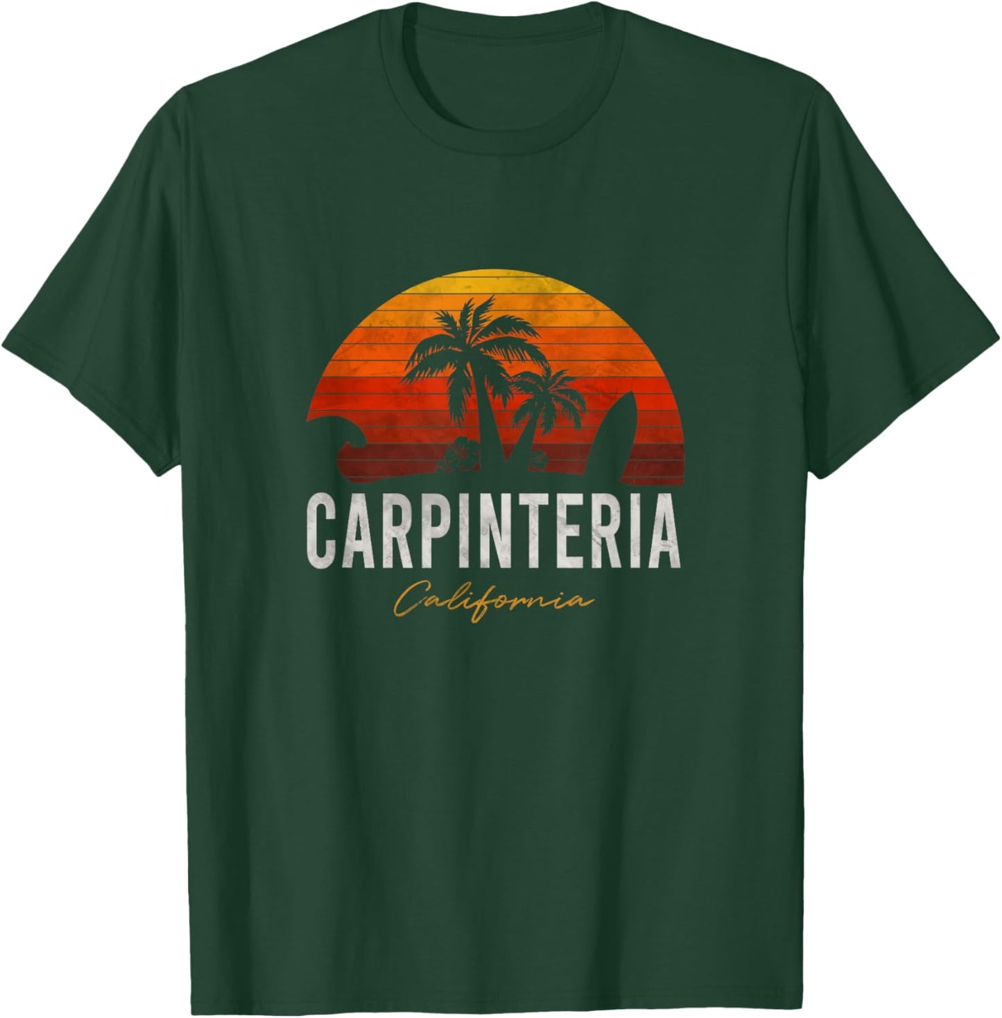 Carpinteria Beach California Palms Vacation Surf Sundown T-Shirt - T-Shirt | Forest