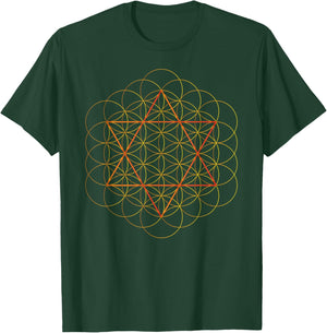 Sacred Geometry ArtFlower Of Life David Star T-Shirt - T-Shirt | Forest