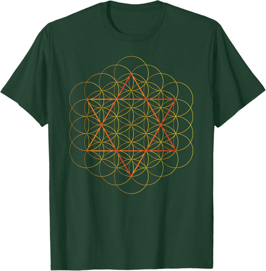 Sacred Geometry ArtFlower Of Life David Star T-Shirt - T-Shirt | Forest