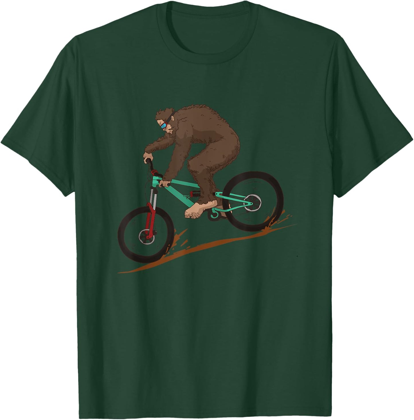 Funny Bigfoot Mountain Bike Downhill MTB Mountain Biking T-Shirt - T-Shirt | Forest