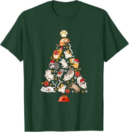 Funny Cats Christmas Men Kids Women Cat Ugly Christmas T-Shirt - T-Shirt | Forest