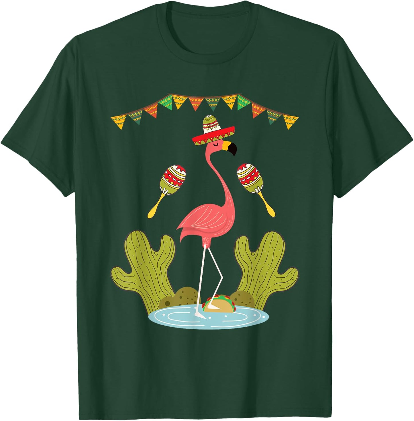Flamingo Taco Sombrero Mexican Funny Cinco de Mayo Gift T-Shirt - T-Shirt | Forest
