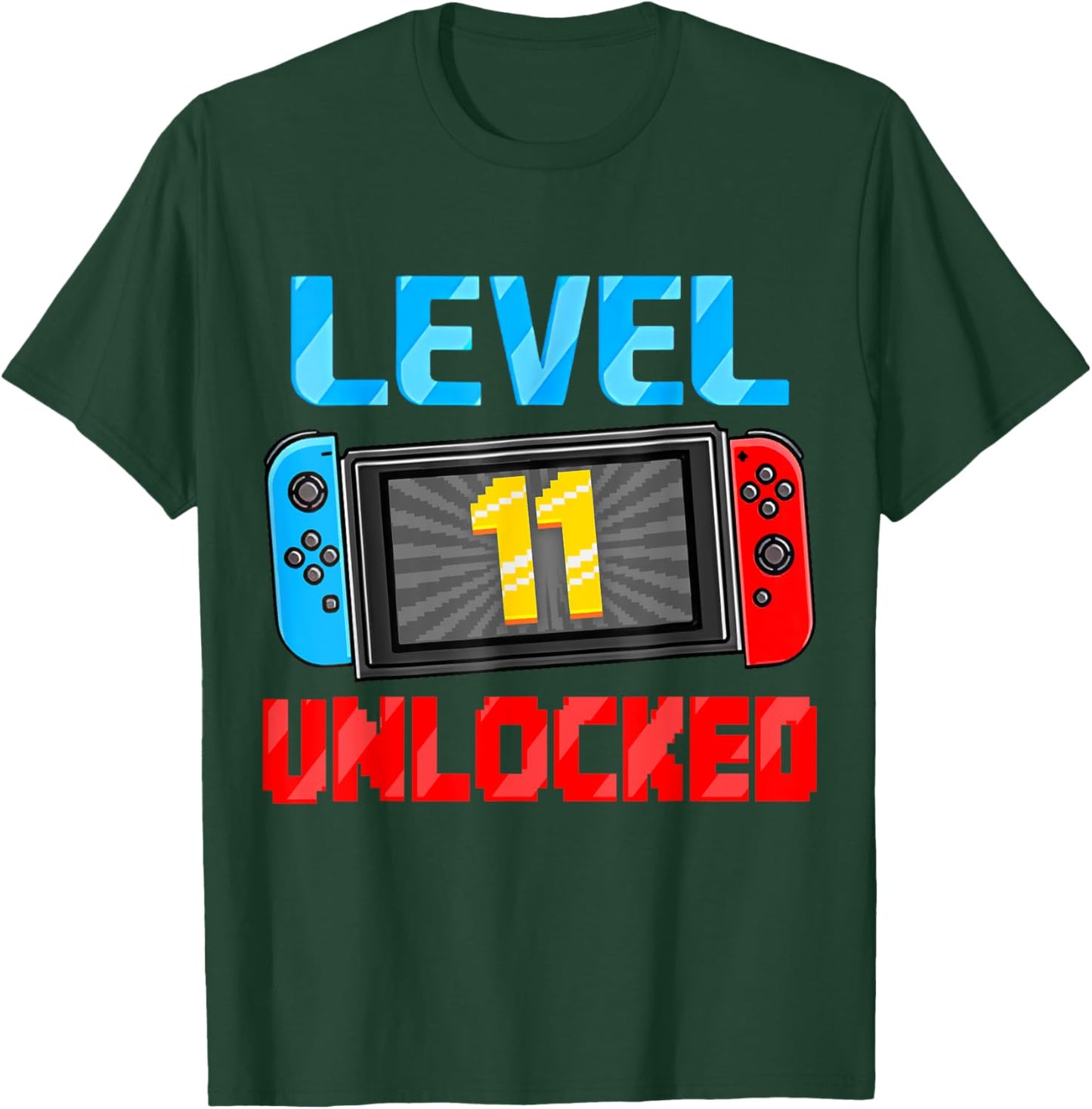 Level 11 Unlocked Gamer 11th Birthday Gift Video Game Boys T-Shirt - T-Shirt | Forest