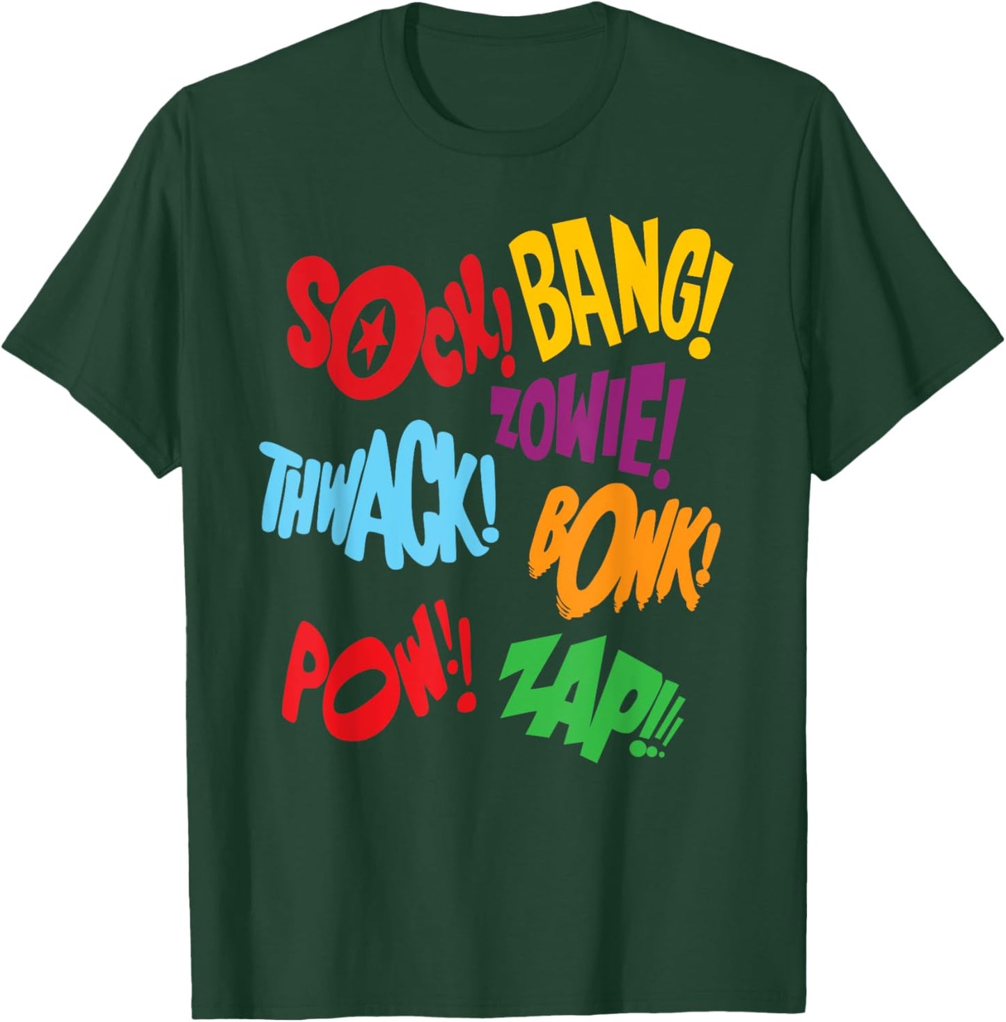Retro Comic Book Action Sound Effects Sock Bang Pow T-Shirt - T-Shirt | Forest