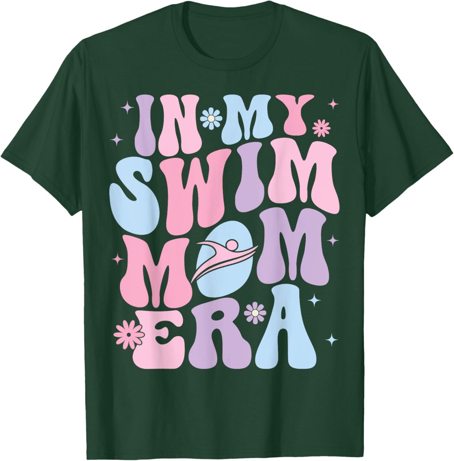 In My Swim Mom Era Groovy Swimming Swimmer Mom T-Shirt - T-Shirt | Forest