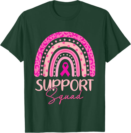Support Squad Pink Rainbow Breast Cancer Awareness Women T-Shirt - T-Shirt | Forest