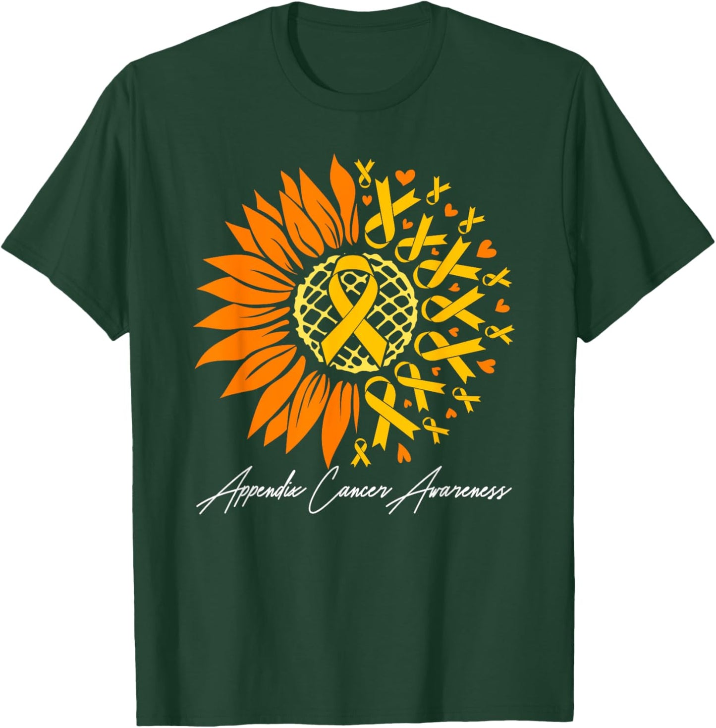 Appendix Cancer Awareness Sunflower T-Shirt - T-Shirt | Forest