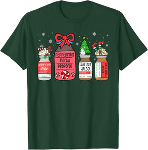 Peppermint Mocha Propofol Christmas Nurse ER ED ICU RN Scrub T-Shirt - T-Shirt | Forest