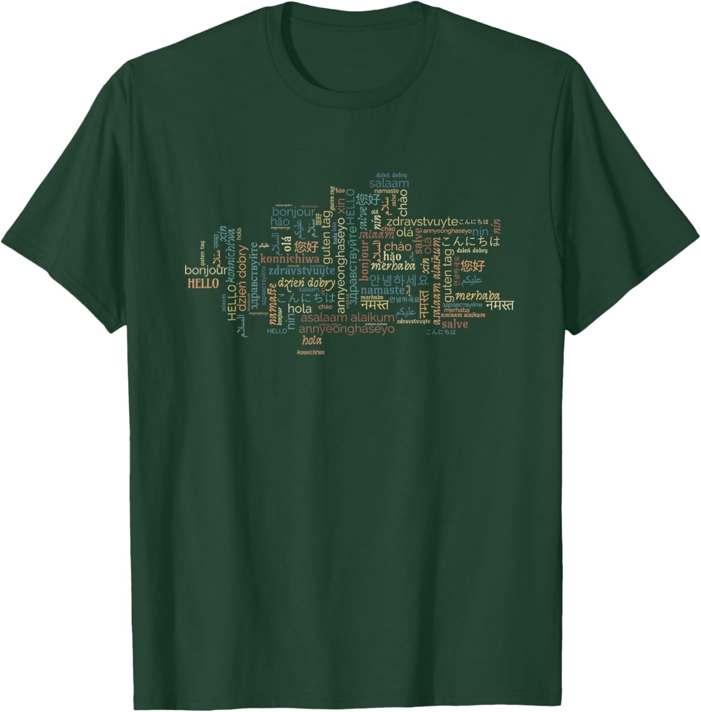 Multilingual Teacher Hello In Different Languages Men Women T-Shirt - T-Shirt | Forest