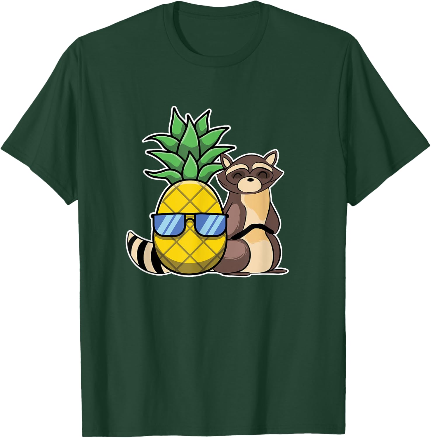 Pineapple Aloha Beaches Hawaii Raccoon Gift - Racoon Women Kids T-Shirt - T-Shirt | Forest