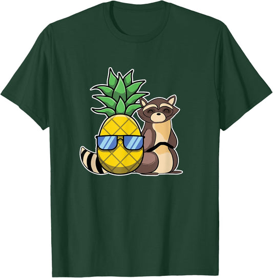 Pineapple Aloha Beaches Hawaii Raccoon Gift - Racoon Women Kids T-Shirt - T-Shirt | Forest