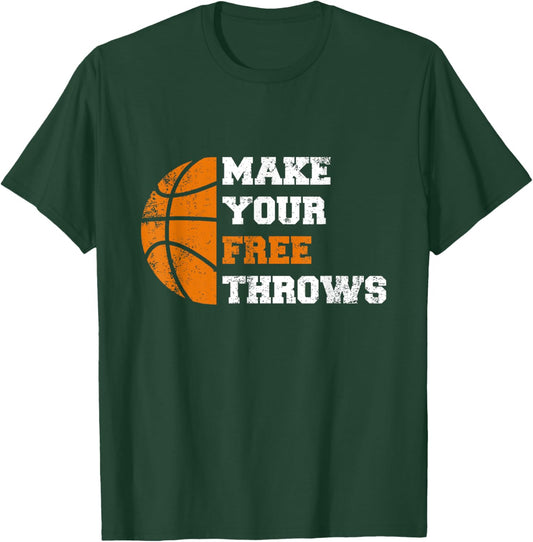 Make Your Free Throws Funny Retro T-Shirt - T-Shirt | Forest