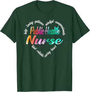 Public Health Nurse Heart Word Cloud Watercolor Rainbow T-Shirt - T-Shirt | Forest