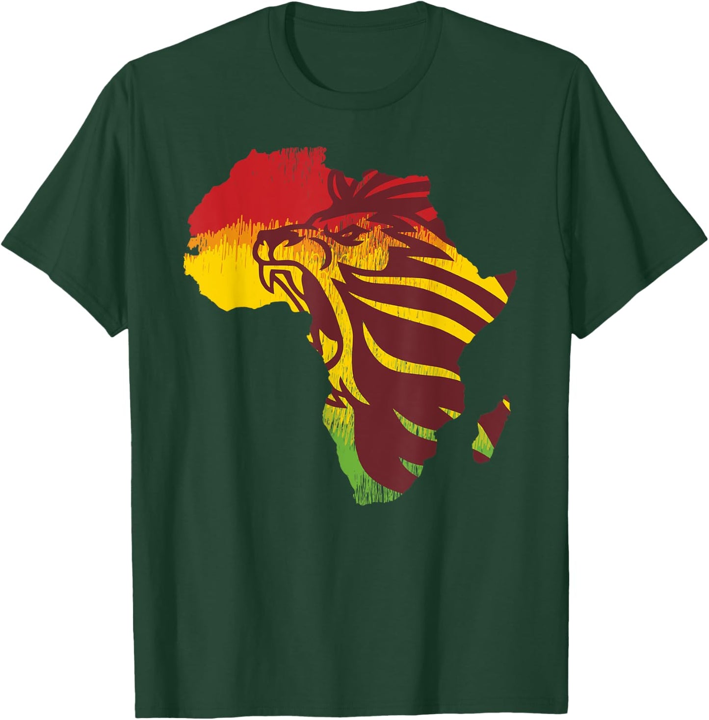 Roar Africa Map Lion Face Reggae Rasta Gift Design design T-Shirt - T-Shirt | Forest