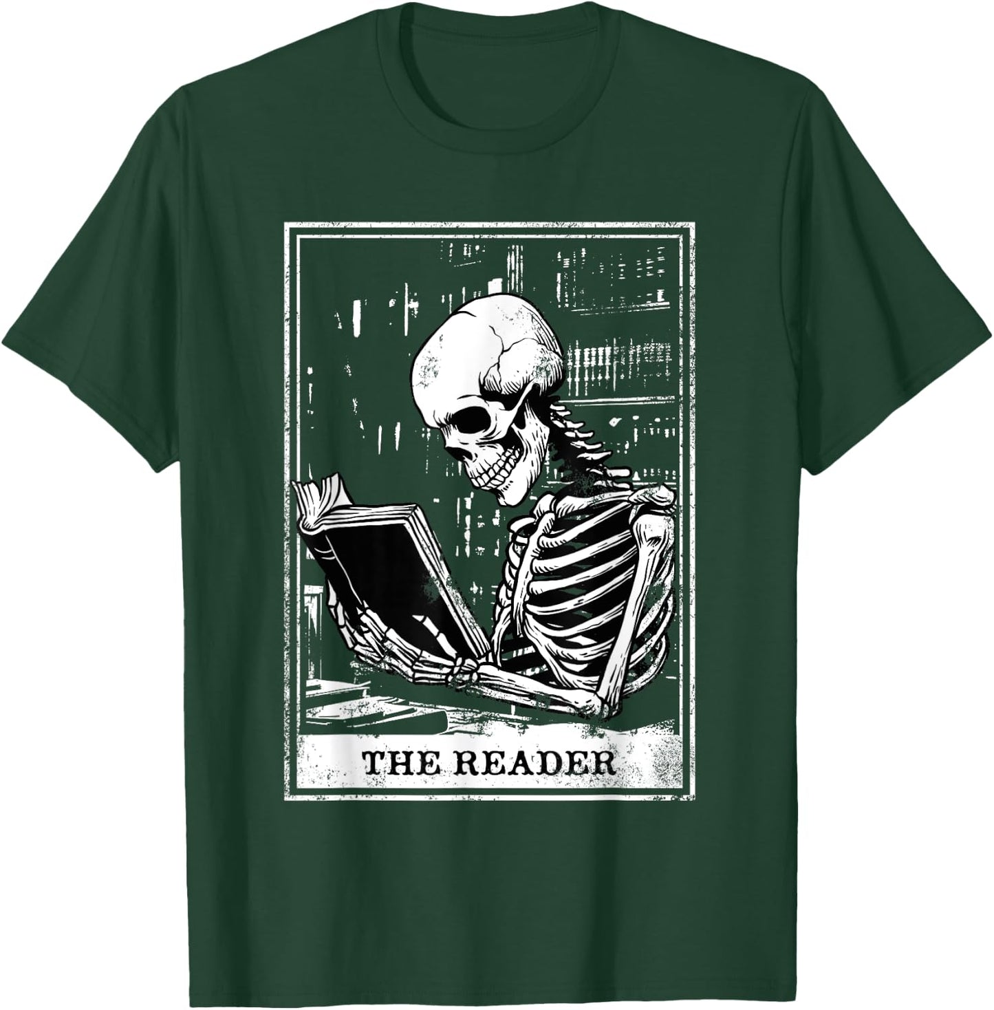 Tarot Card Shirt The Reader Tarot Skeleton Reading Book T-Shirt - T-Shirt | Forest