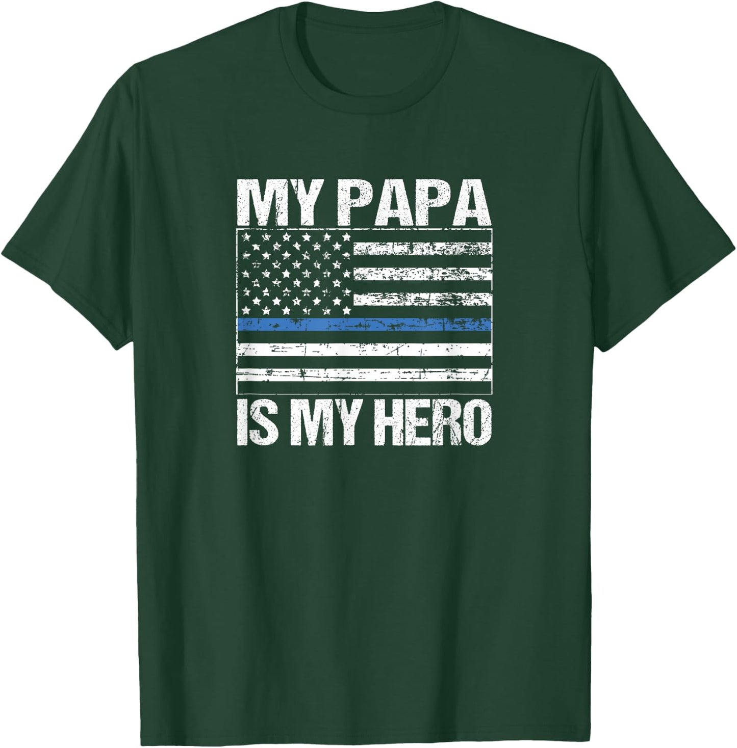 My Papa Hero Police Officer Grandson Granddaughter T-Shirt - T-Shirt | Forest