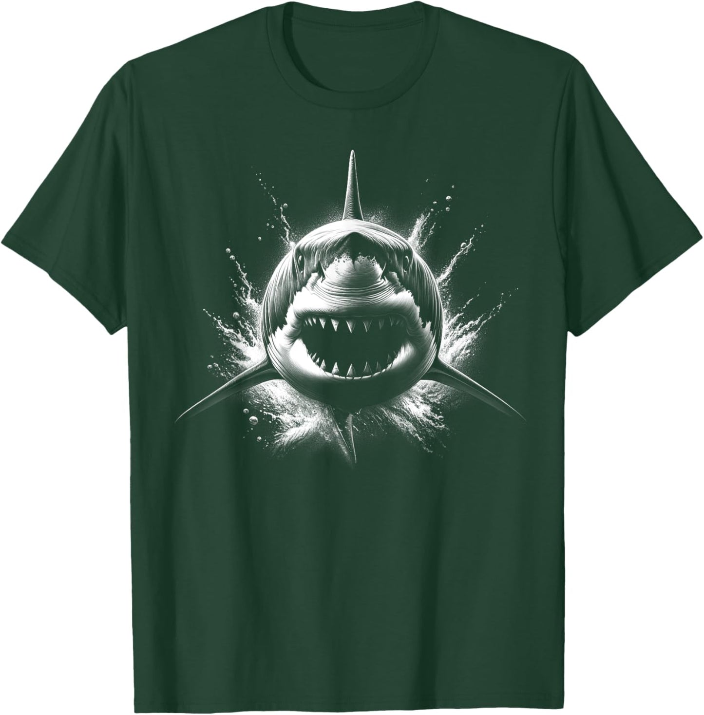 Cool Shark with Open Mouth in Black and White Style T-Shirt - T-Shirt | Forest