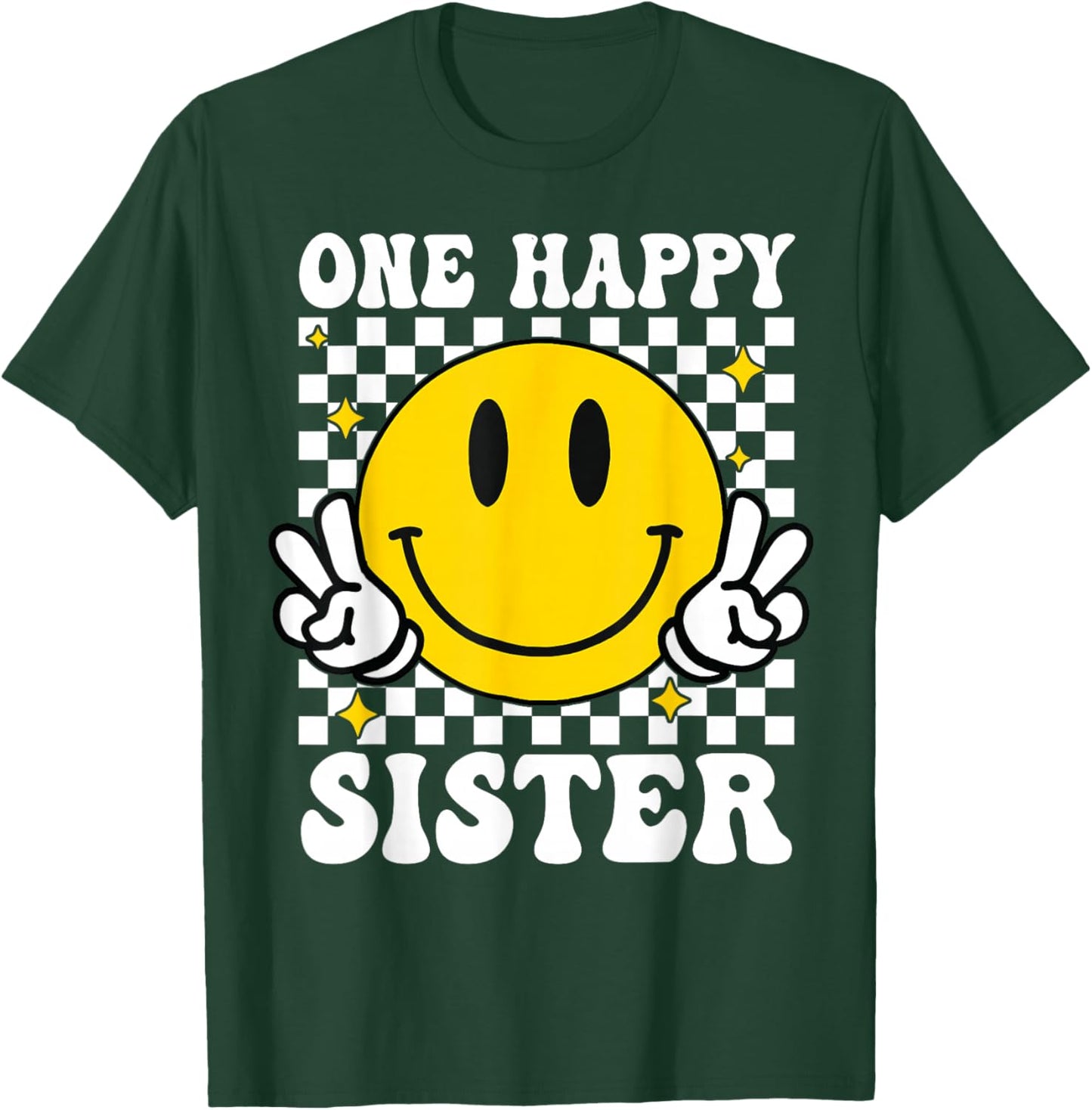 One Happy Dude Sister happy face 1st Birthday Family T-Shirt - T-Shirt | Forest