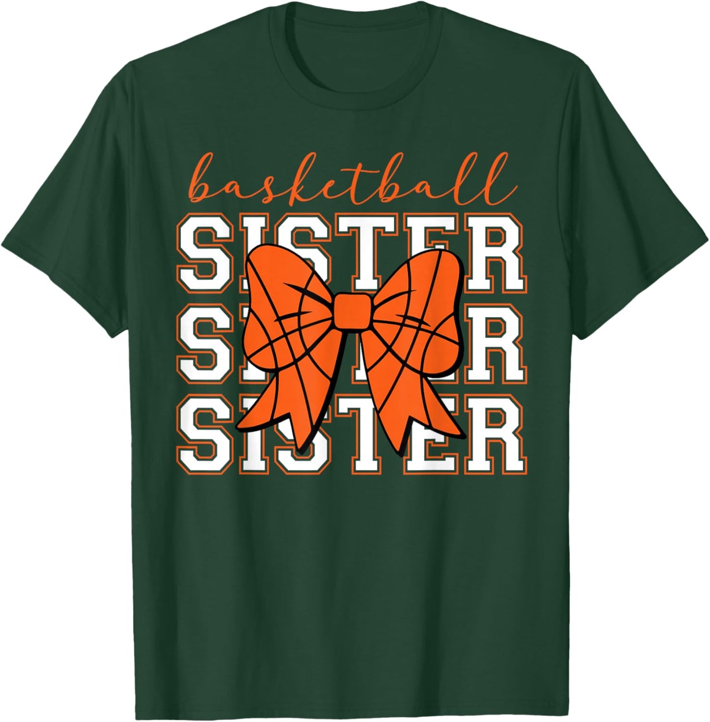 Basketball Sister Vintage Sport Lover Sister Mothers Da T-Shirt - T-Shirt | Forest