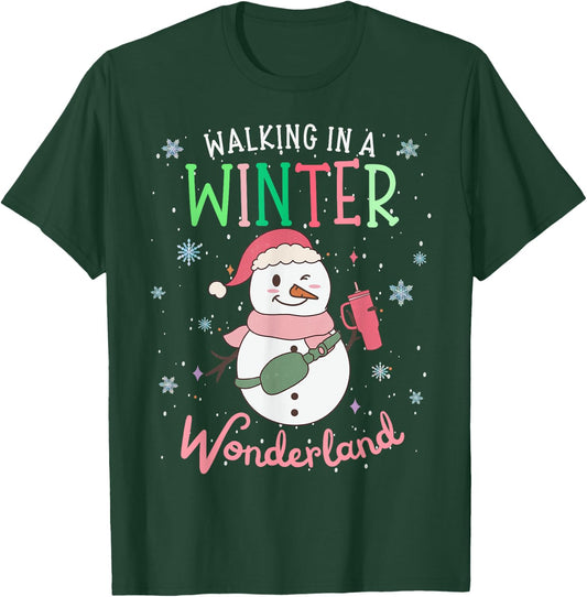 Walking In A Winter Wonderland Snowman Funny Ugly Christmas T-Shirt - T-Shirt | Forest