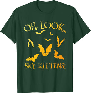 Funny Bat Art Women Kids Sky Kitten Bat Lovers T-Shirt - T-Shirt | Forest