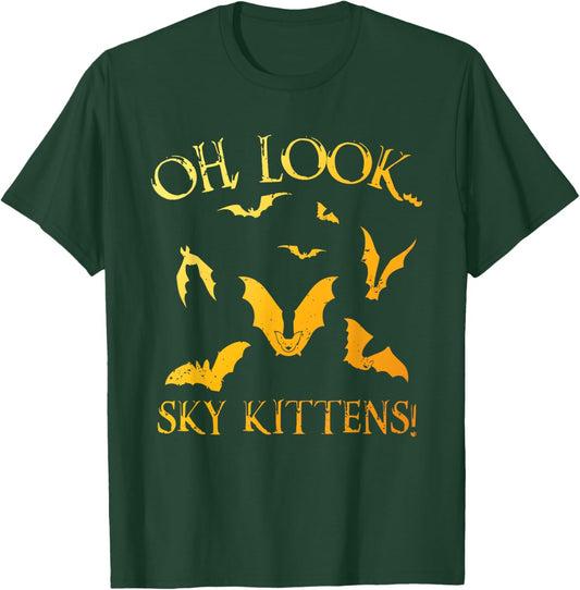 Funny Bat Art Women Kids Sky Kitten Bat Lovers T-Shirt - T-Shirt | Forest