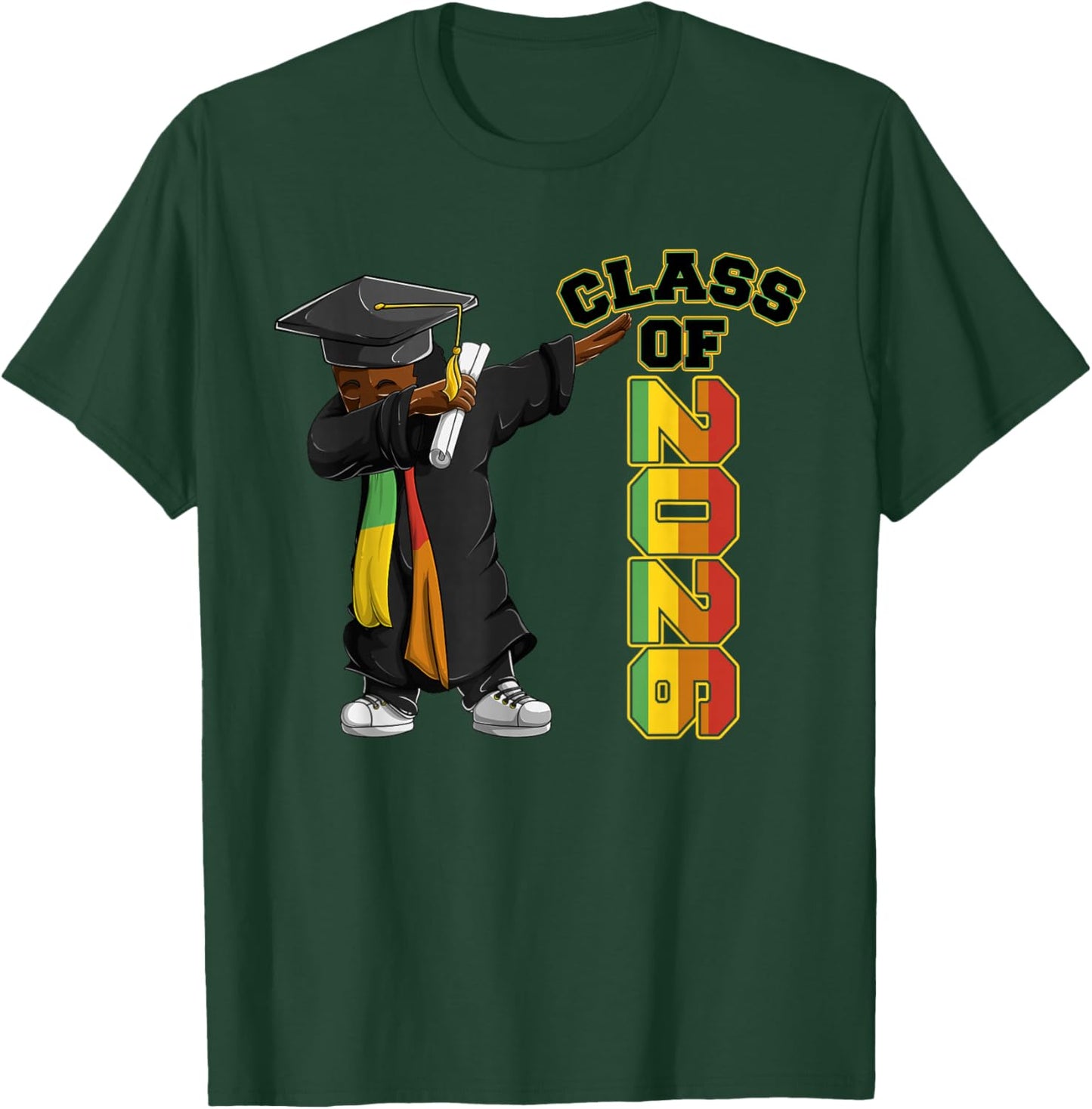 African American Graduate Boys, Dabbing Class Of 2026 T-Shirt - T-Shirt | Forest