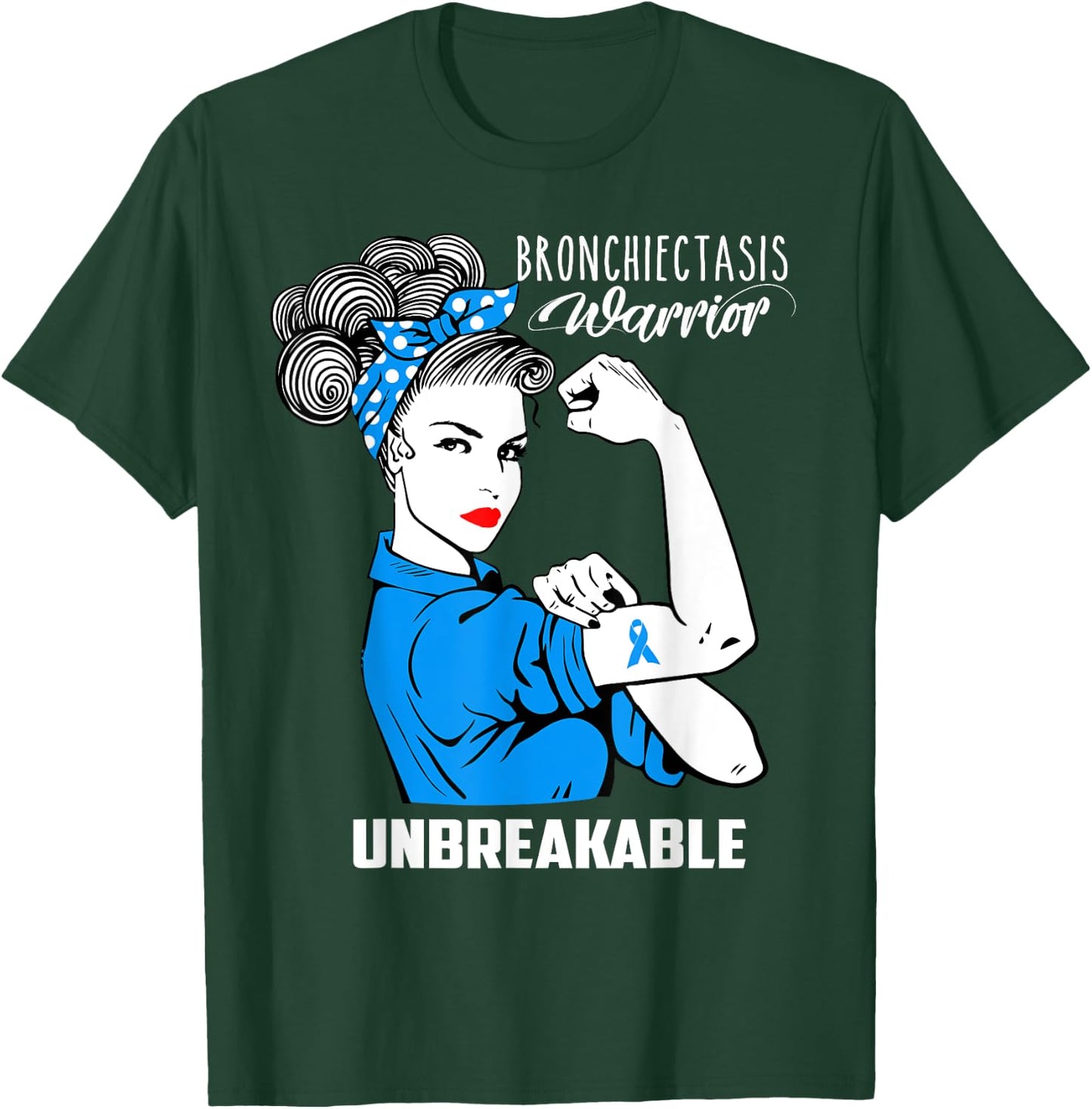 Bronchiectasis Warrior Unbreakable Shirt Awareness Gift T-Shirt - T-Shirt | Forest
