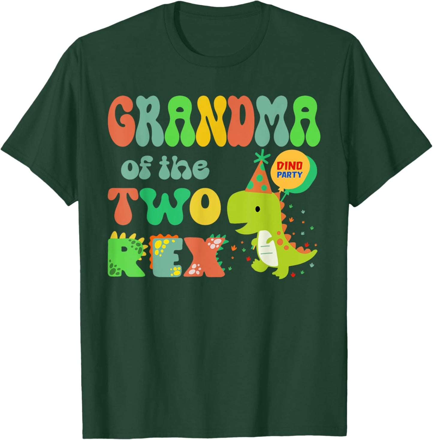 Grandma of the Two Rex Birthday Dinosaur Family Matching T-Shirt - T-Shirt | Forest