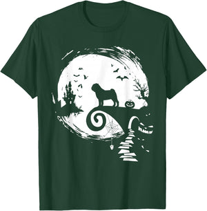 Pug Dog And Moon Halloween Costume Dog Lover Funny T-Shirt - T-Shirt | Forest