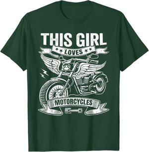 Biker Girl Motorcyclist This Girl Loves Motorcycles T-Shirt - T-Shirt | Forest
