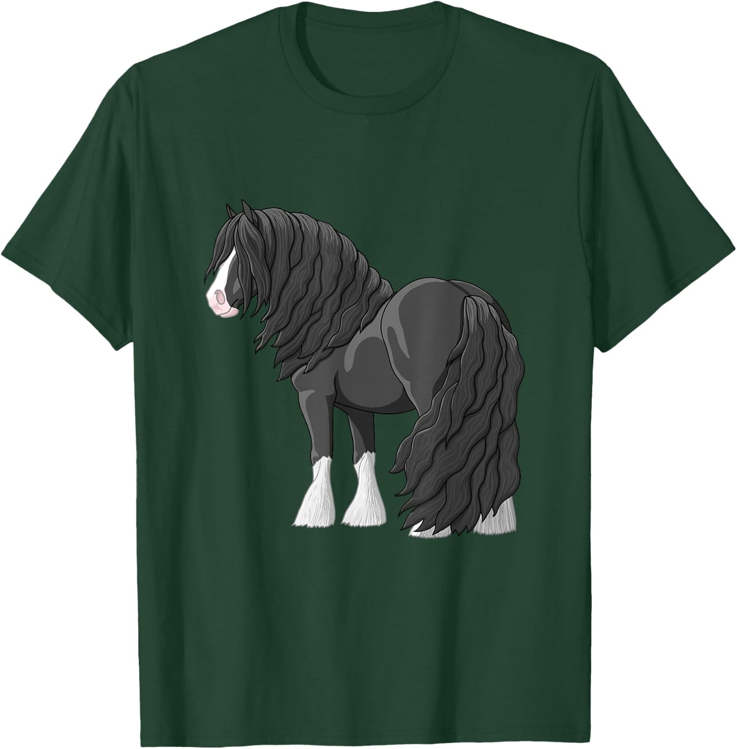 Black & White Gypsy Vanner Gypsy Cob Tinker Draft Horse T-Shirt - T-Shirt | Forest