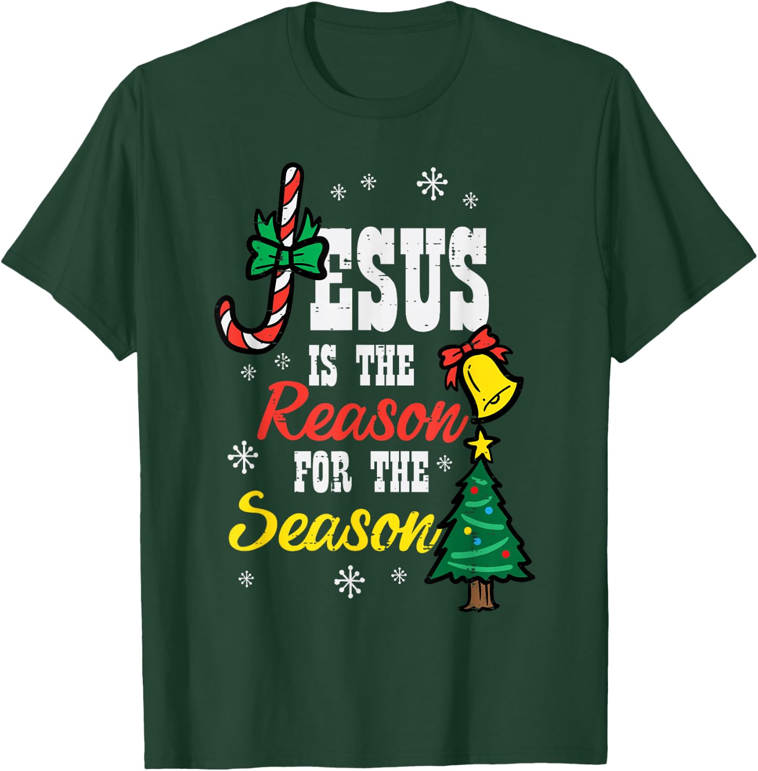 Jesus Reason For Season Christmas Christian Religious God T-Shirt - T-Shirt | Forest