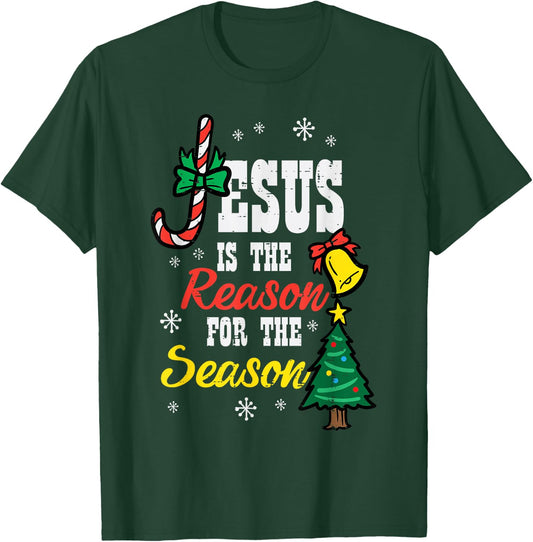 Jesus Reason For Season Christmas Christian Religious God T-Shirt - T-Shirt | Forest