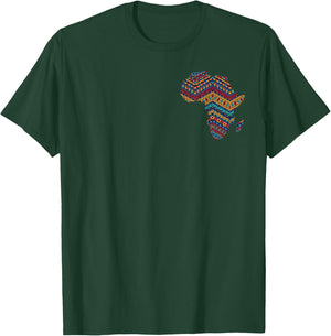 Africa Flag Pocket Kente Cloth Black African American Gift T-Shirt - T-Shirt | Forest